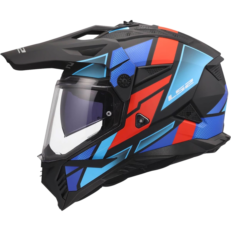 Enduro motorhelm LS2 MX702 Pioneer II Block matzwart-rood-blauw