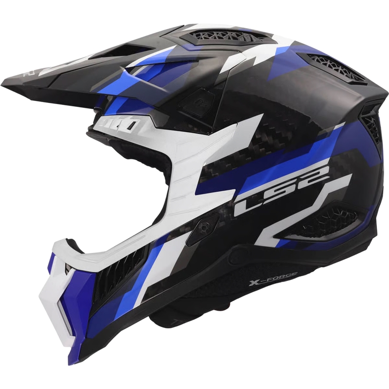Motocrosshelm LS2 MX703 X-Force Phantom glanzend blauw-wit