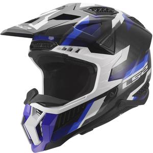 Motocrosshelm LS2 MX703 X-Force Phantom glanzend blauw-wit