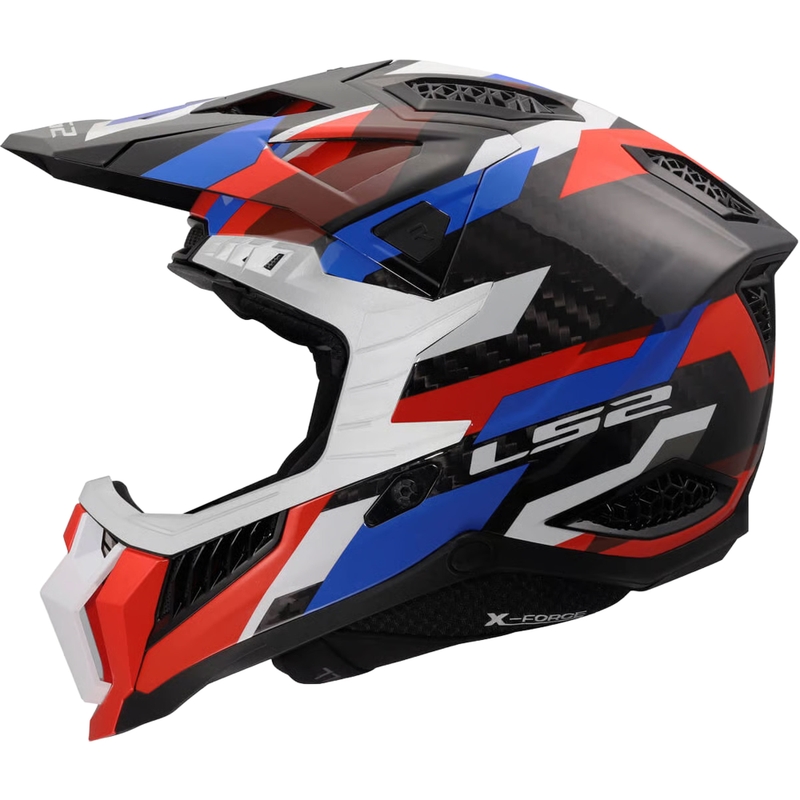 Motocrosshelm LS2 MX703 X-Force Phantom glanzend wit-blauw-rood