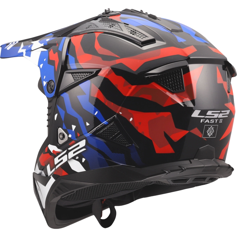 Motocrosshelm LS2 MX708 Fast II Grotesk glanzend wit-blauw-rood