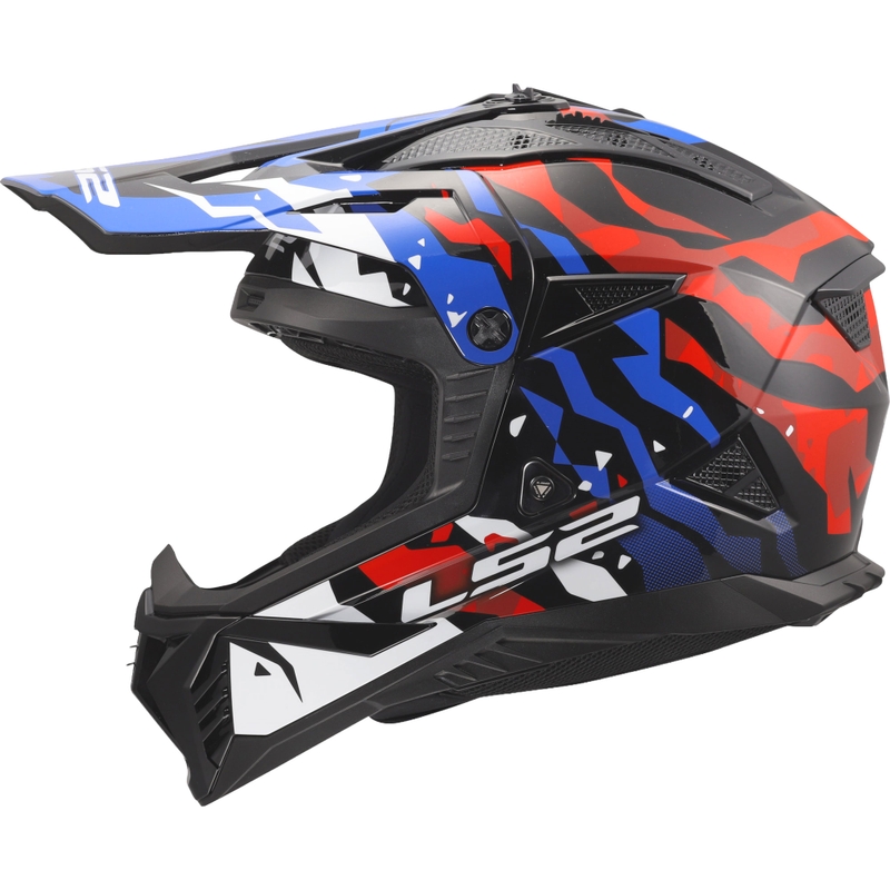 Motocrosshelm LS2 MX708 Fast II Grotesk glanzend wit-blauw-rood