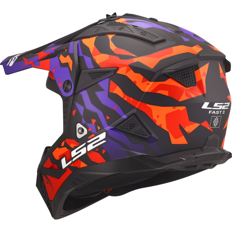 Motocrosshelm LS2 MX708 Fast II Grotesk mat paars-oranje