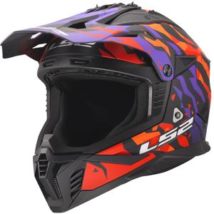 Motocrosshelm LS2 MX708 Fast II Grotesk mat paars-oranje