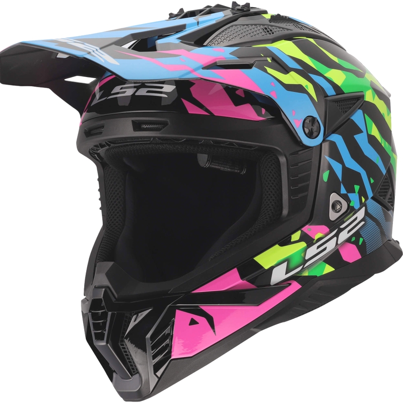 Motocrosshelm LS2 MX708 Fast II Grotesk glanzend blauw-roze-groen