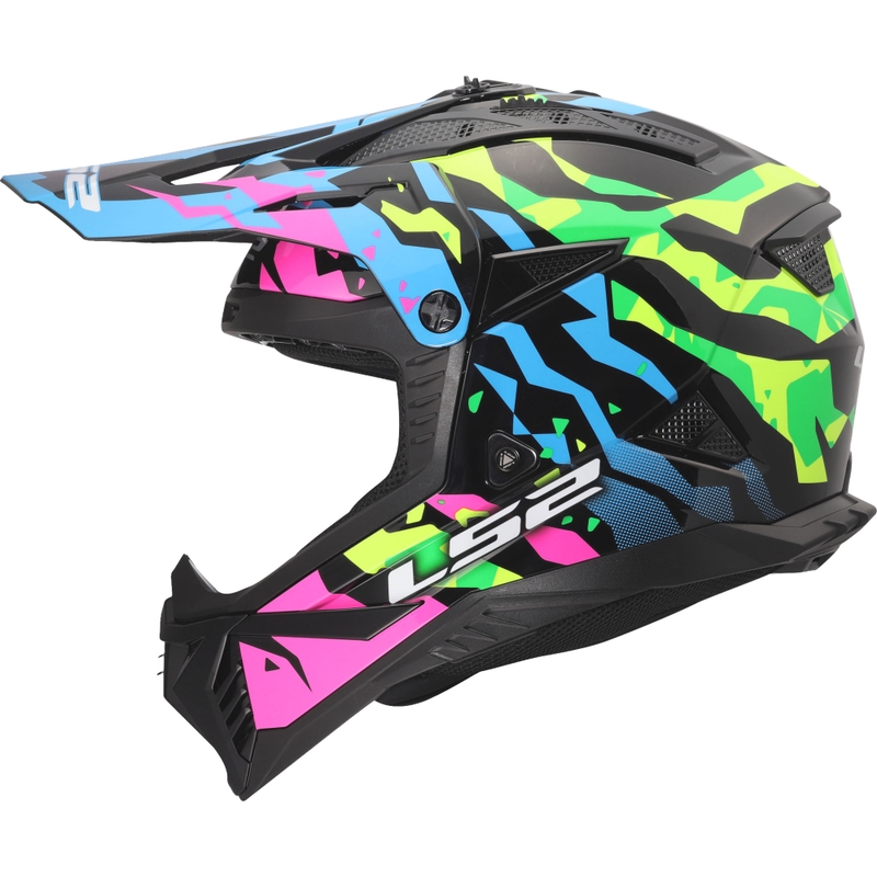 Motocrosshelm LS2 MX708 Fast II Grotesk glanzend blauw-roze-groen