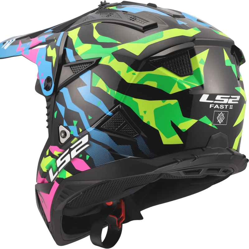 Motocrosshelm LS2 MX708 Fast II Grotesk glanzend blauw-roze-groen