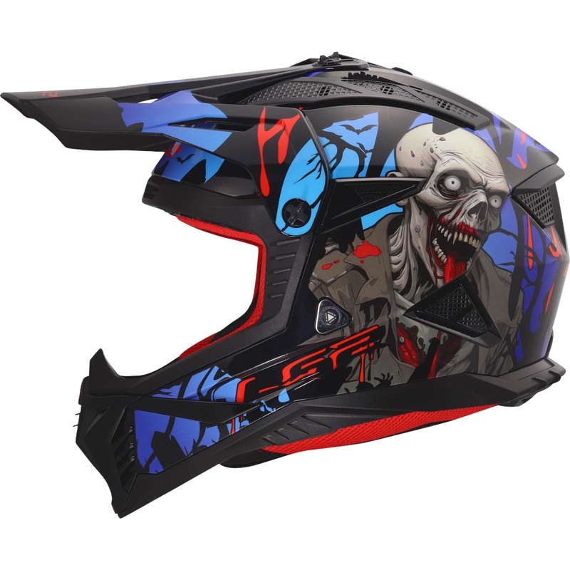 Motocrosshelm LS2 MX708 Fast II Zombie II glanzend zwart-rood-blauw