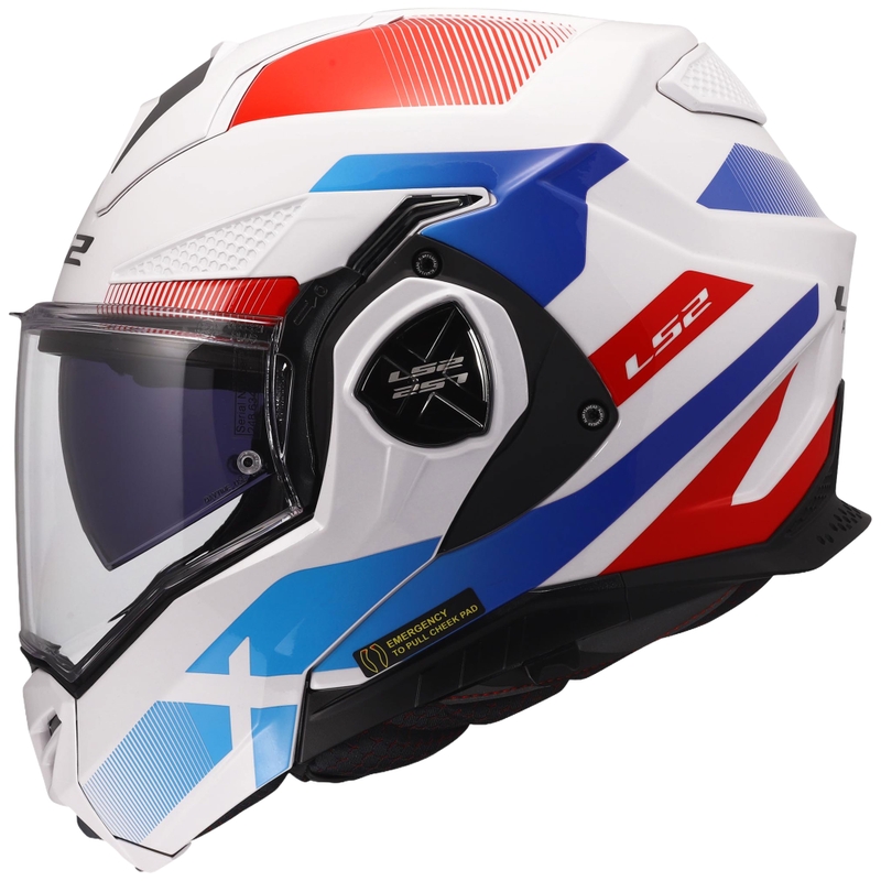Opklapbare motorhelm LS2 FF901 Advant X Nova glanzend wit-blauw-rood