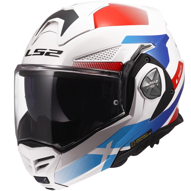 Opklapbare motorhelm LS2 FF901 Advant X Nova glanzend wit-blauw-rood