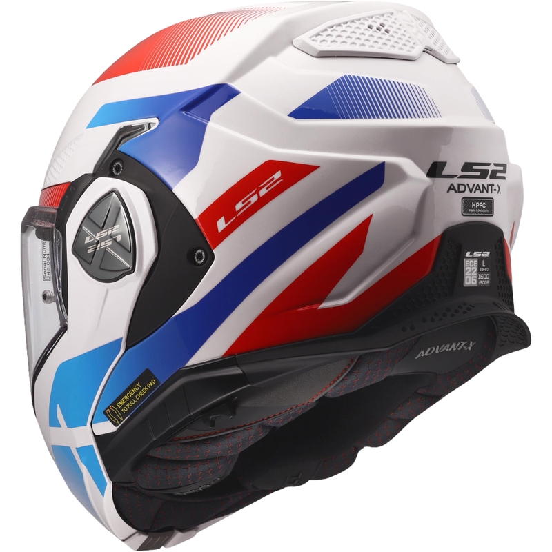 Opklapbare motorhelm LS2 FF901 Advant X Nova glanzend wit-blauw-rood