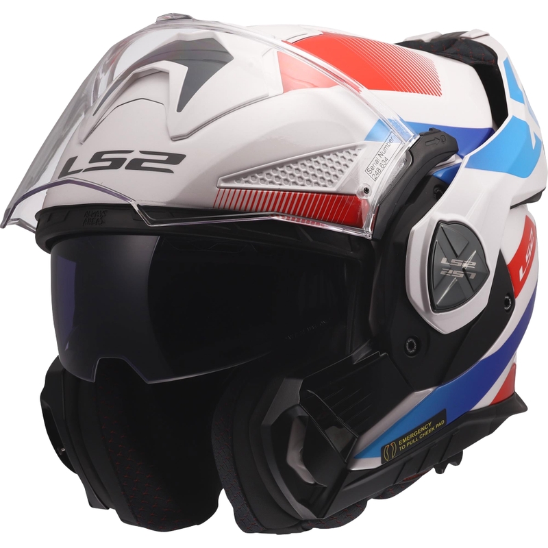 Opklapbare motorhelm LS2 FF901 Advant X Nova glanzend wit-blauw-rood
