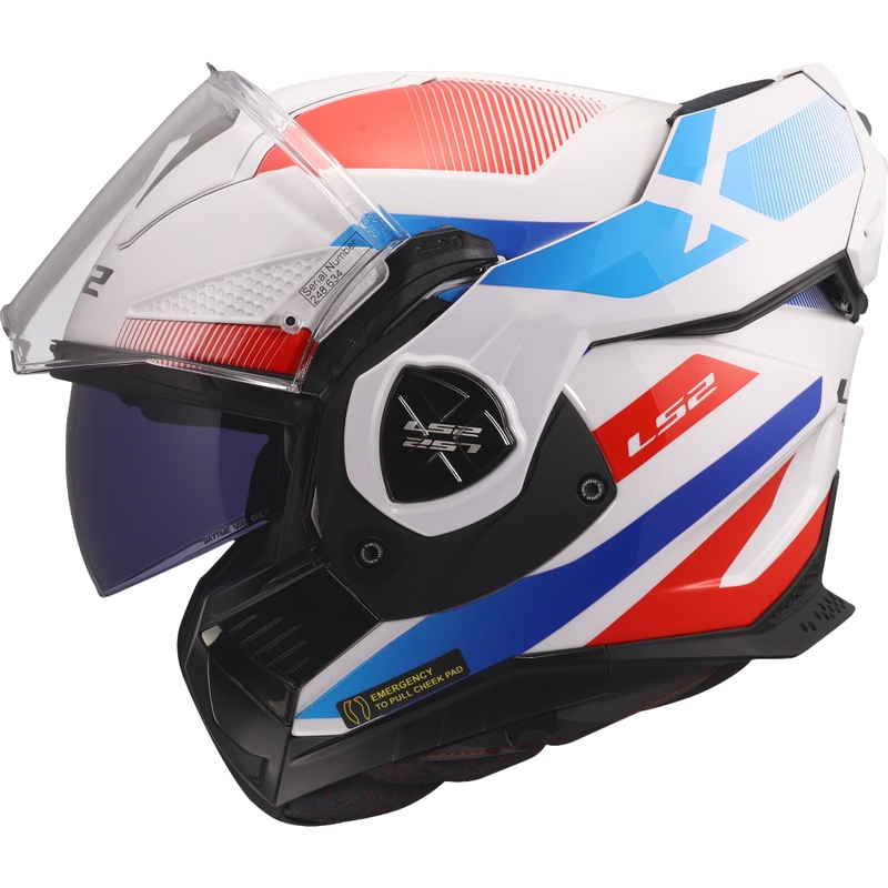 Opklapbare motorhelm LS2 FF901 Advant X Nova glanzend wit-blauw-rood