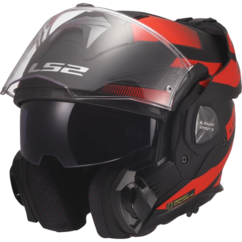 Opklapbare motorhelm LS2 FF901 Advant X Nova matzwart-rood