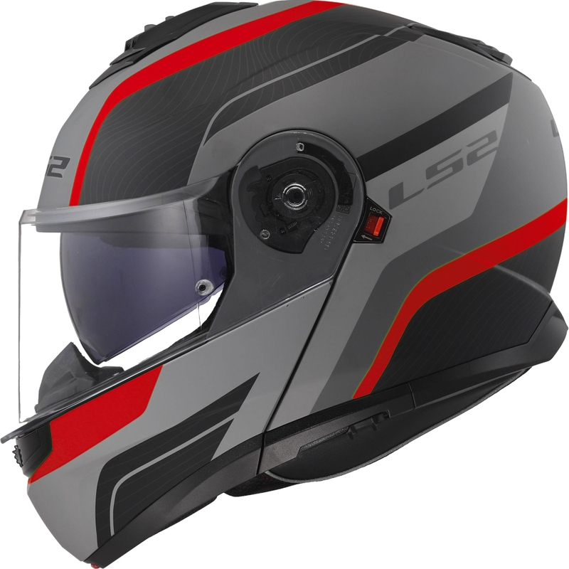 Opklapbare helm LS2 FF908 Strobe II Monza matzwart-grijs-rood