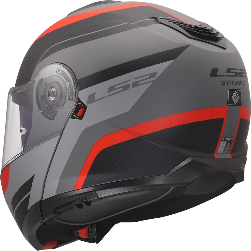 Opklapbare helm LS2 FF908 Strobe II Monza matzwart-grijs-rood