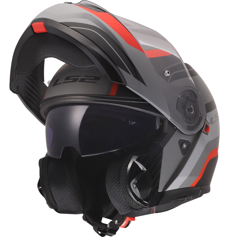 Opklapbare helm LS2 FF908 Strobe II Monza matzwart-grijs-rood