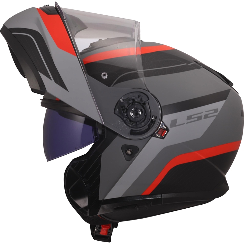 Opklapbare helm LS2 FF908 Strobe II Monza matzwart-grijs-rood