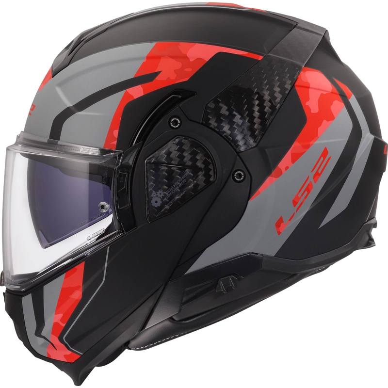 Opklapbare motorhelm LS2 FF910 Advant II Glide matzwart-grijs-rood