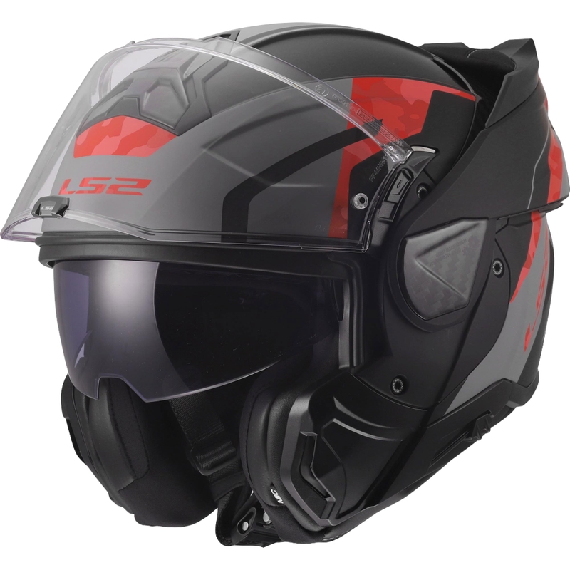Opklapbare motorhelm LS2 FF910 Advant II Glide matzwart-grijs-rood