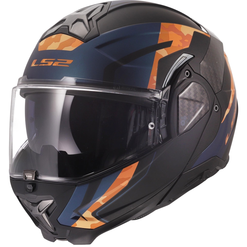 Opklapbare motorhelm LS2 FF910 Advant II Glide matzwart-oranje