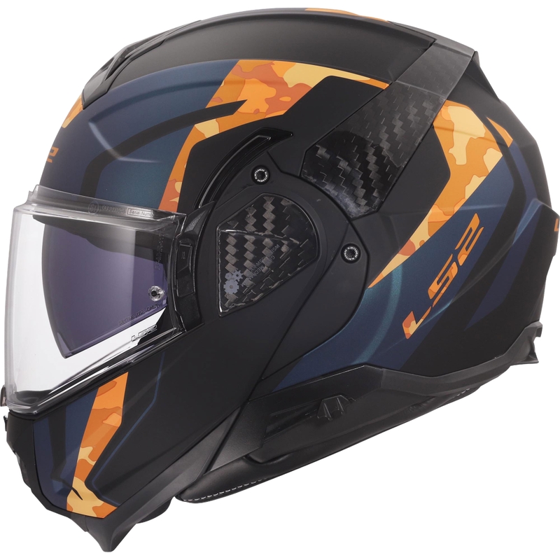 Opklapbare motorhelm LS2 FF910 Advant II Glide matzwart-oranje