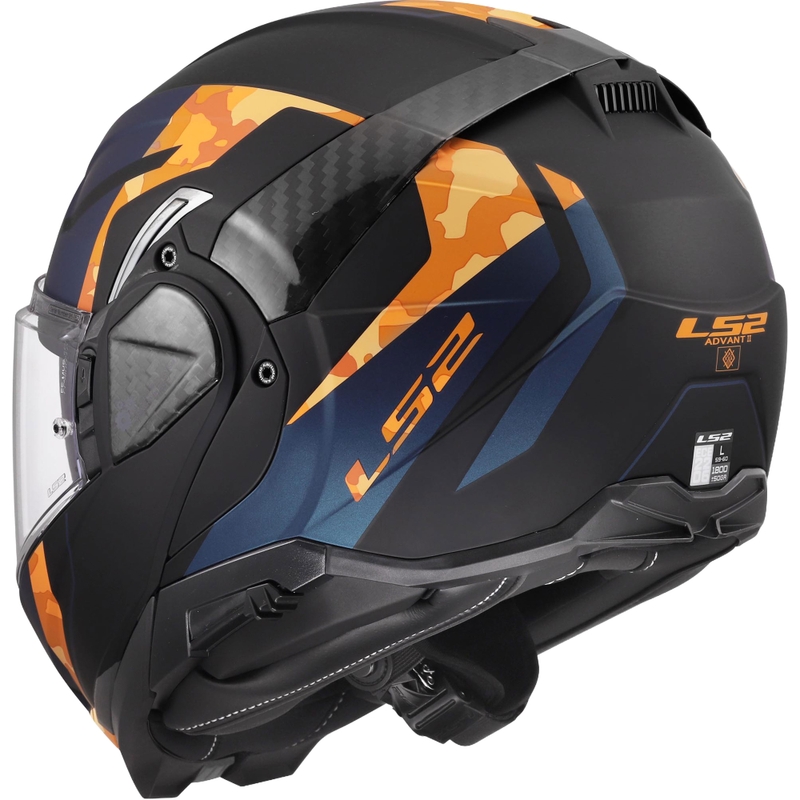 Opklapbare motorhelm LS2 FF910 Advant II Glide matzwart-oranje