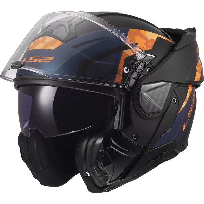 Opklapbare motorhelm LS2 FF910 Advant II Glide matzwart-oranje