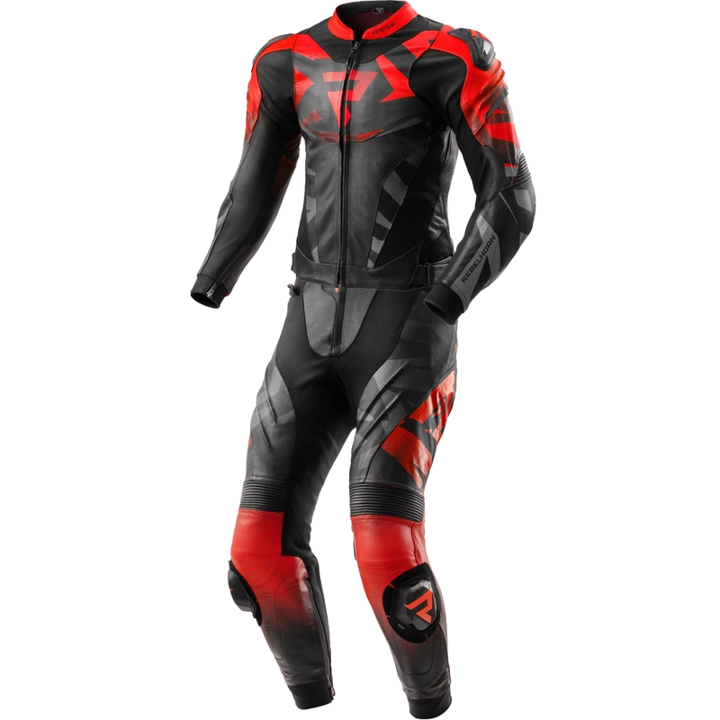 Rebelhorn Inferno tweedelig leren motorpak zwart-fluorrood