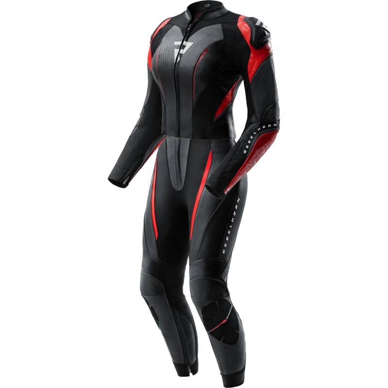 Dames tweedelig leren motorpak Rebelhorn Diva RS zwart-rood