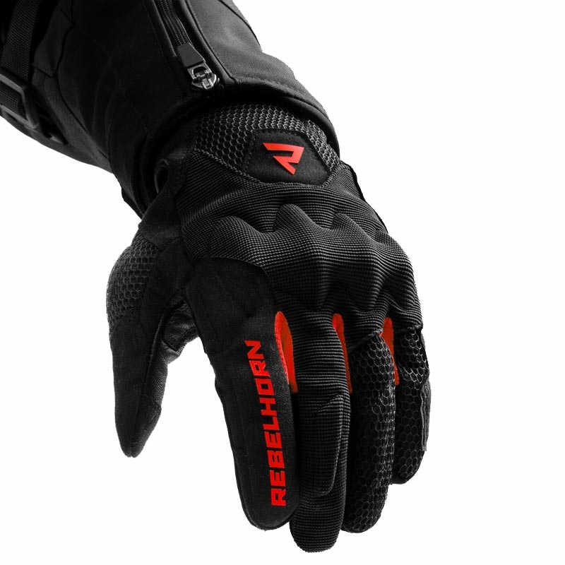 Dames motorhandschoenen Rebelhorn Core zwart-rood