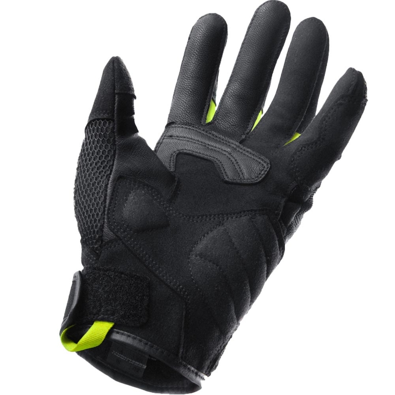 Damesmotorhandschoenen Rebelhorn Core zwart-grijs-fluo geel