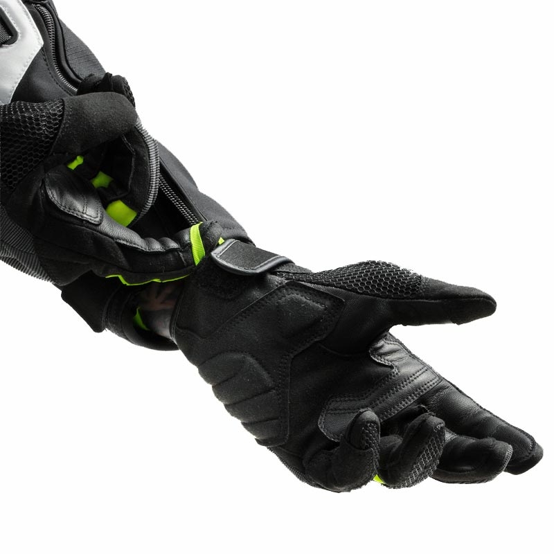 Damesmotorhandschoenen Rebelhorn Core zwart-grijs-fluo geel