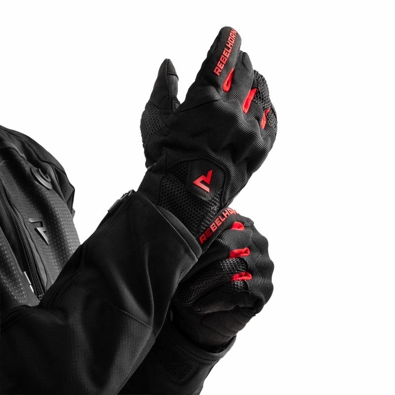 Rebelhorn Core motorhandschoenen zwart-rood