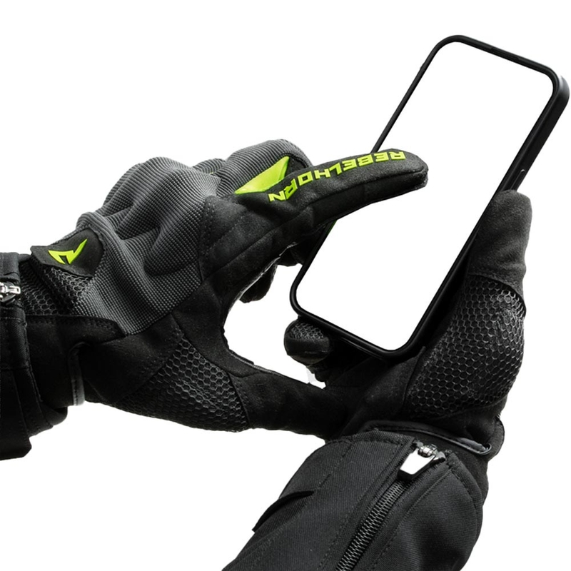 Motorhandschoenen Rebelhorn Core zwart-grijs-fluo geel