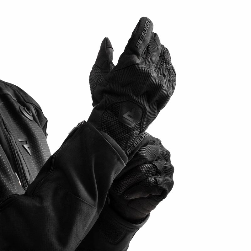 Motorhandschoenen Rebelhorn Core zwart-grijs-fluo geel