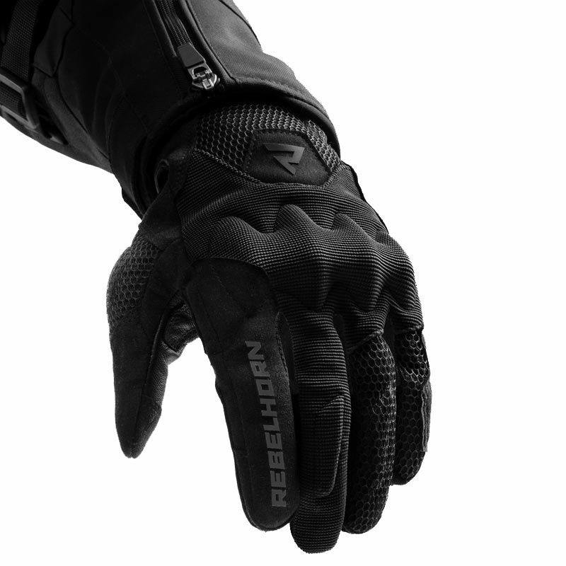 Motorhandschoenen Rebelhorn Core zwart-grijs-fluo geel