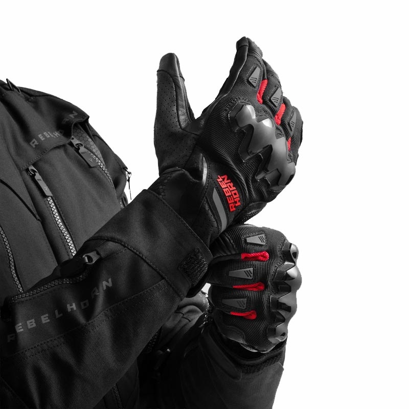 Rebelhorn Defender motorhandschoenen zwart-rood
