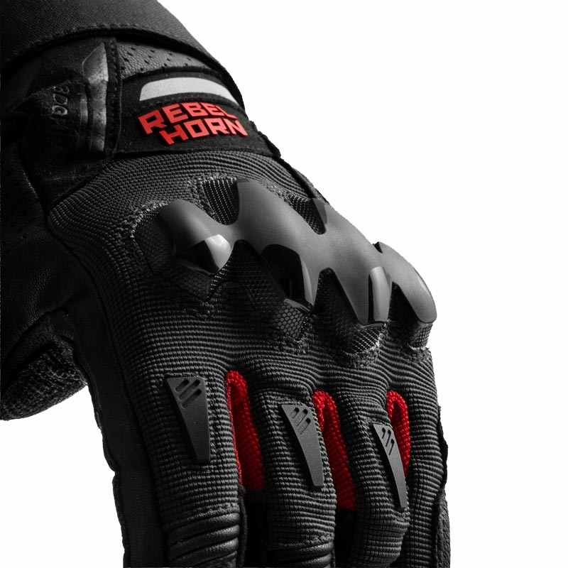 Rebelhorn Defender motorhandschoenen zwart-rood