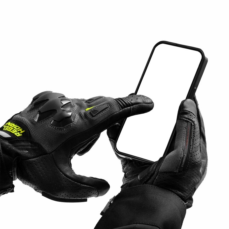 Rebelhorn Defender motorhandschoenen zwart-grijs-fluo geel