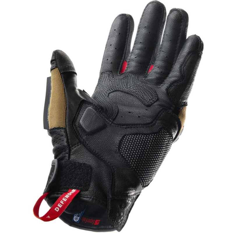 Rebelhorn Defender motorhandschoenen zand-zwart-rood