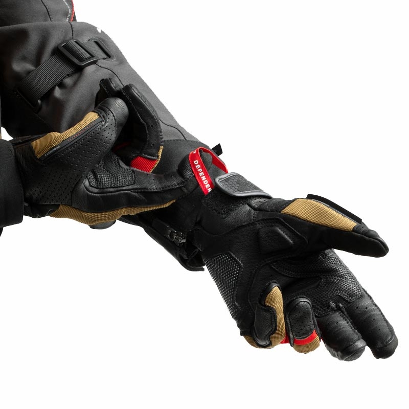 Rebelhorn Defender motorhandschoenen zand-zwart-rood