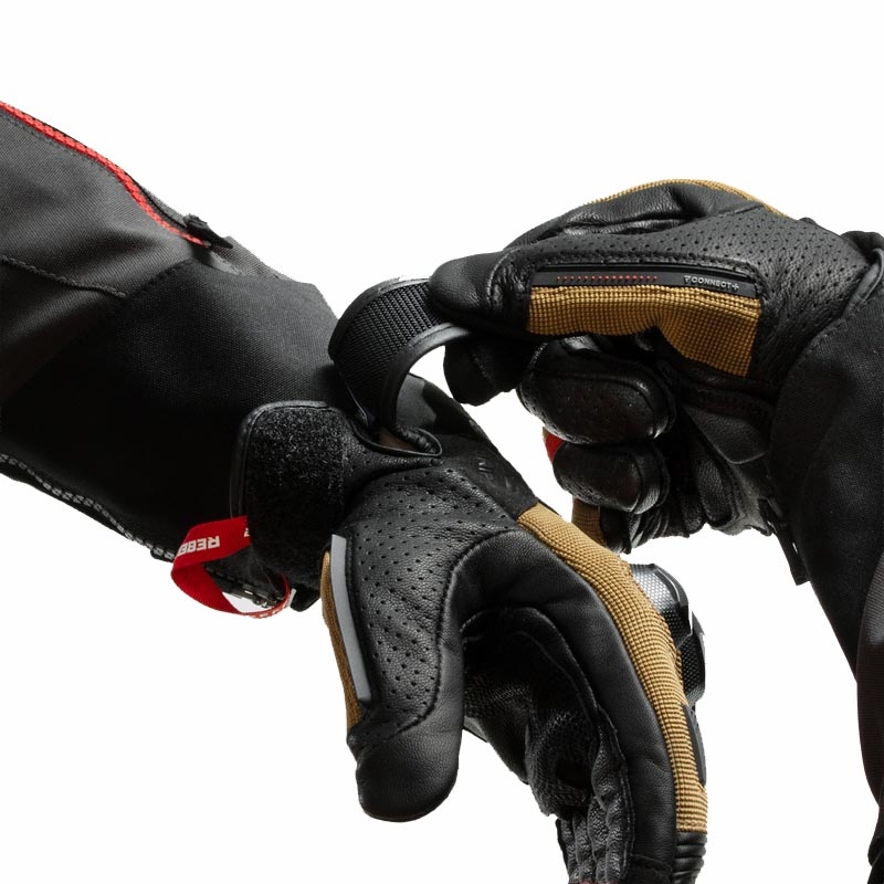 Rebelhorn Defender motorhandschoenen zand-zwart-rood
