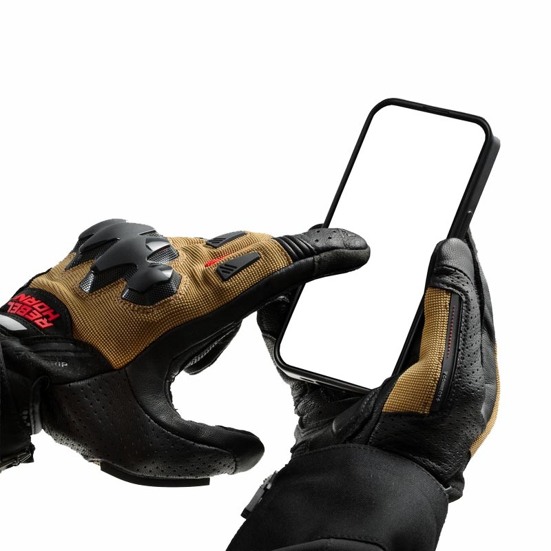 Rebelhorn Defender motorhandschoenen zand-zwart-rood