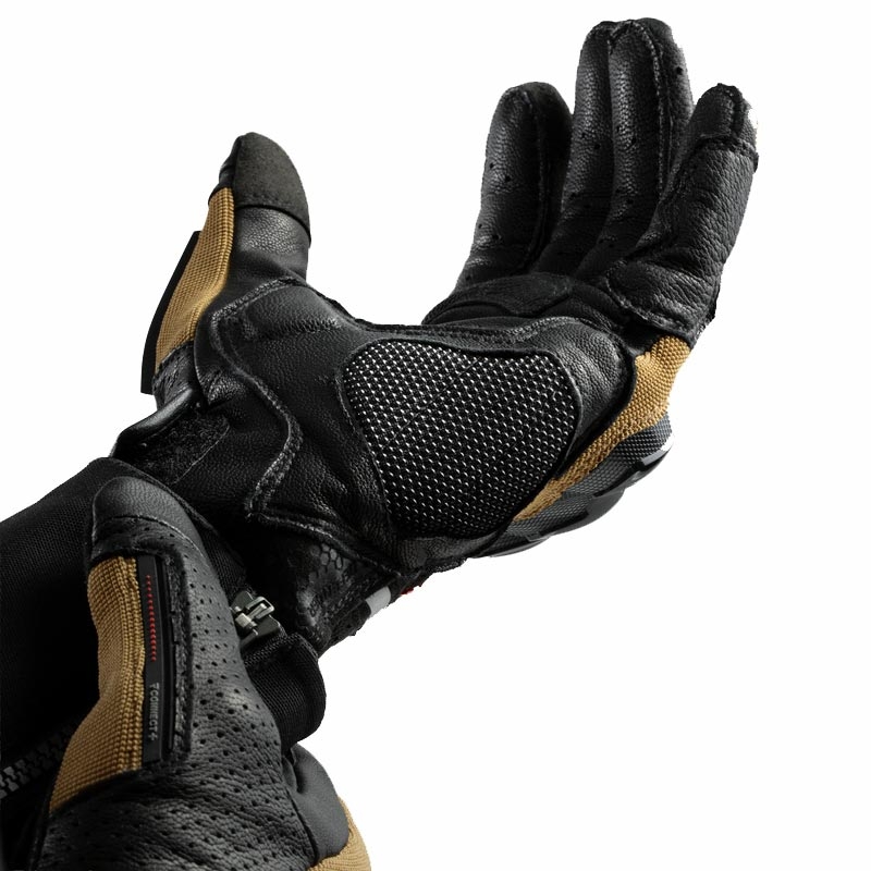 Rebelhorn Defender motorhandschoenen zand-zwart-rood
