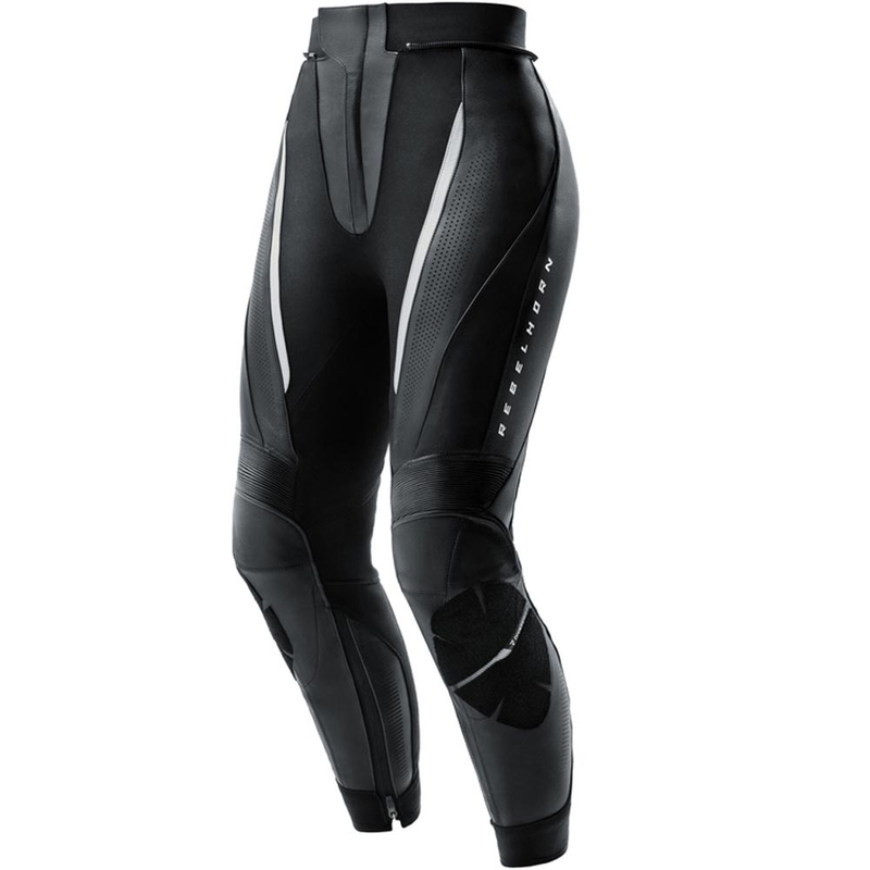 Dames leren motorbroek Rebelhorn Diva zwart-wit