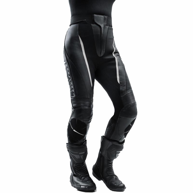 Dames leren motorbroek Rebelhorn Diva zwart-wit