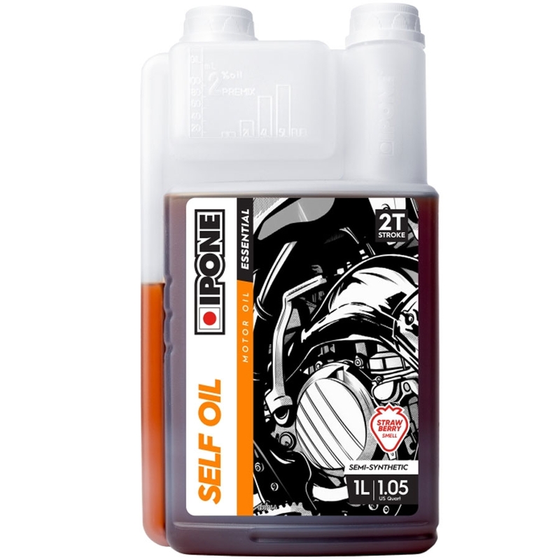 Petroleolie Ipone Self Oil 2T met dispenser 1 l aardbei