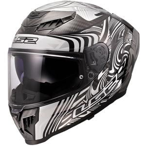 LS2 FF807 Dragon Carbon Enthum integraal motorhelm glanzend zilver