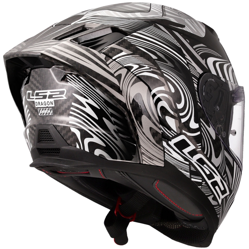 LS2 FF807 Dragon Carbon Enthum integraal motorhelm glanzend zilver